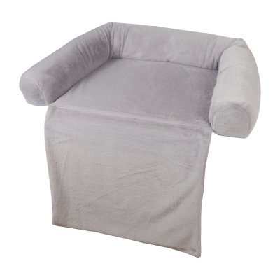 Лежак с пледом на диван (мех) серый